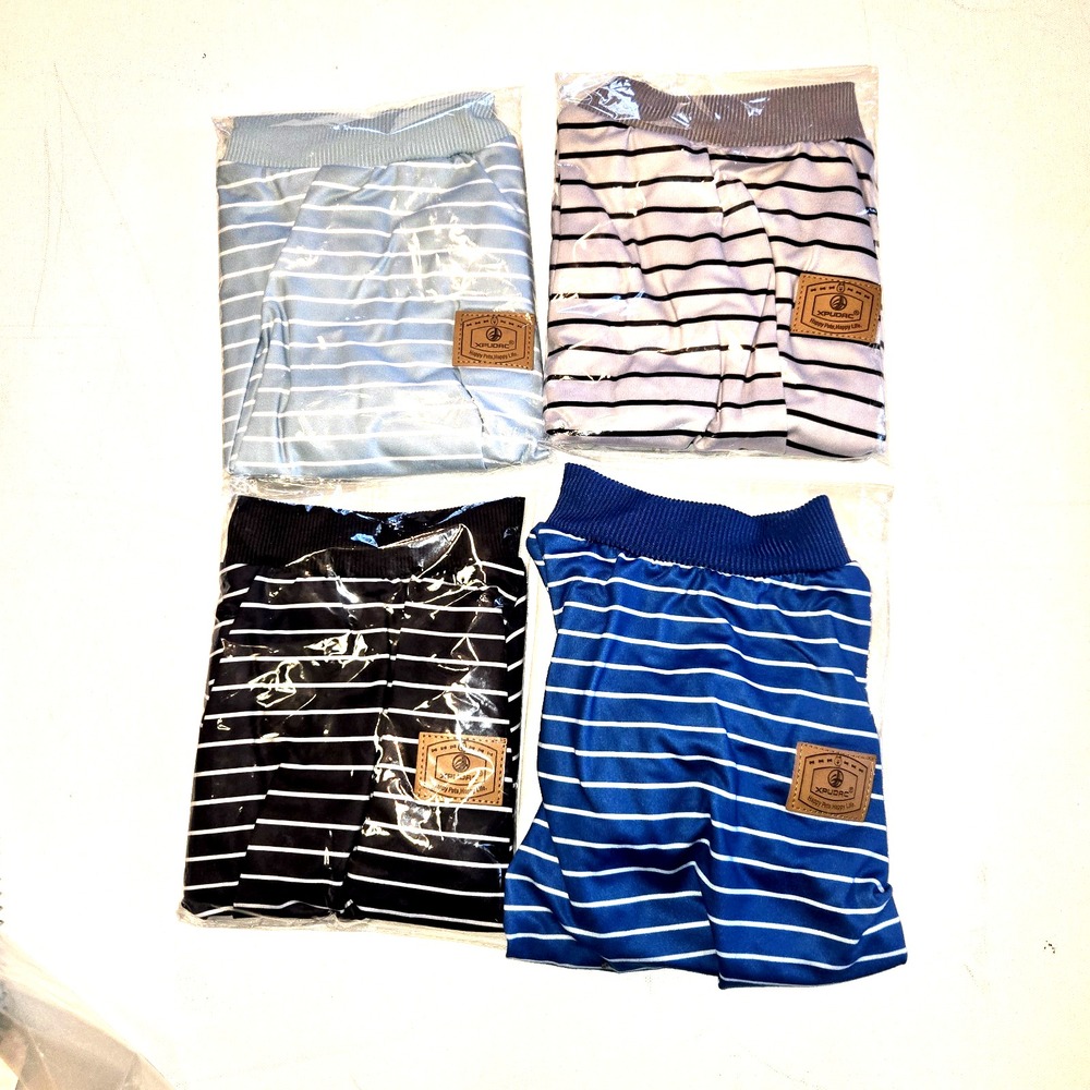 Xpudac Happy Dog Happy Life Doggie Striped Pajamas 4 Sets